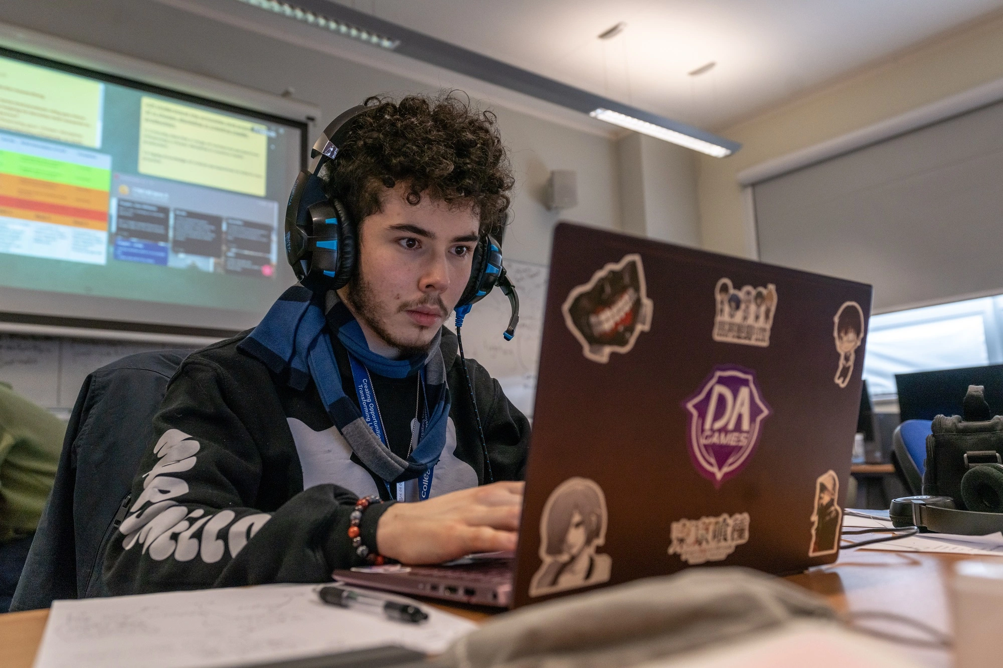 Student working on a laptop